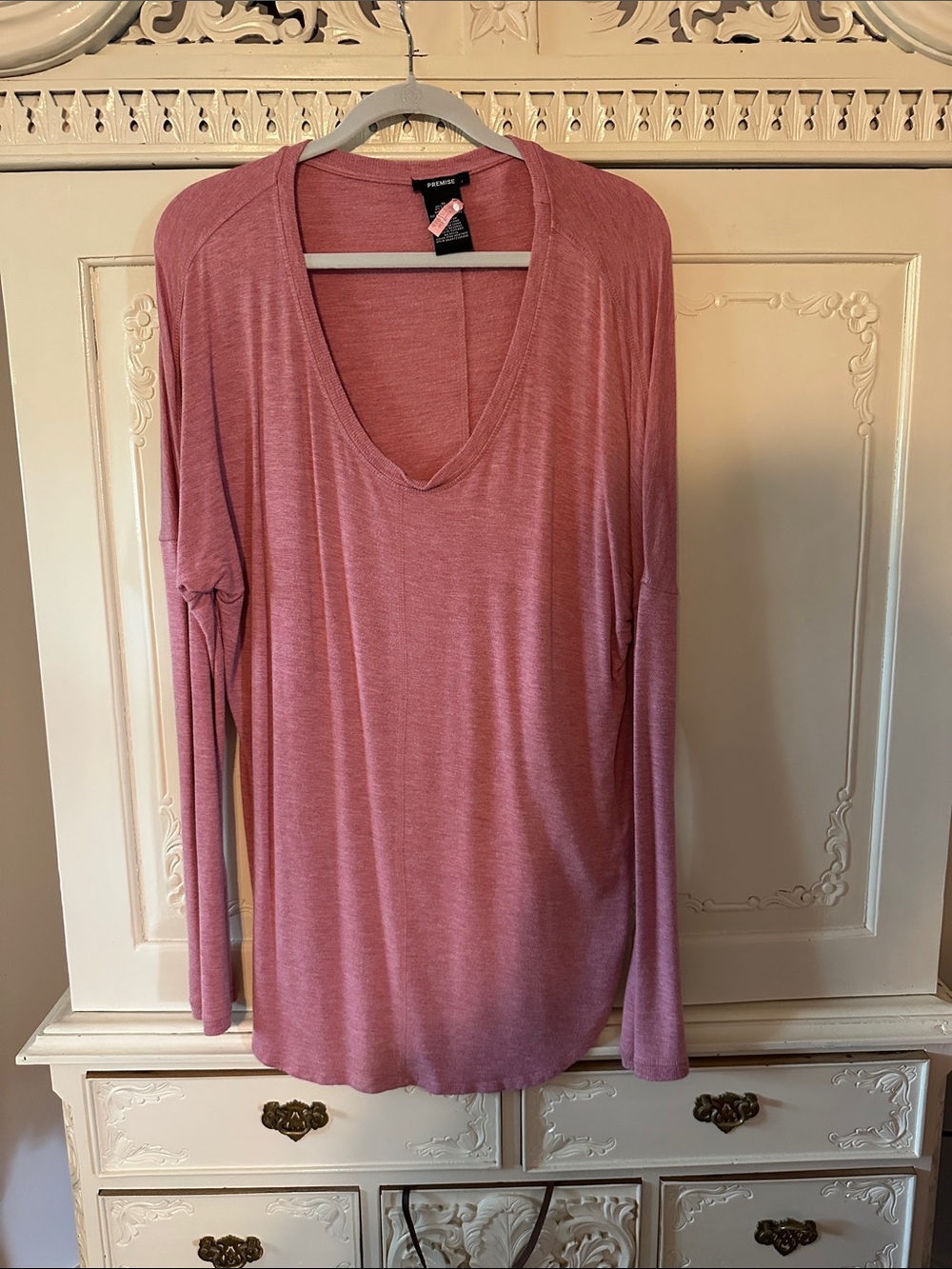 Forever 21 Dusty Rose V-Neck Long Sleeve Tunic Oversized